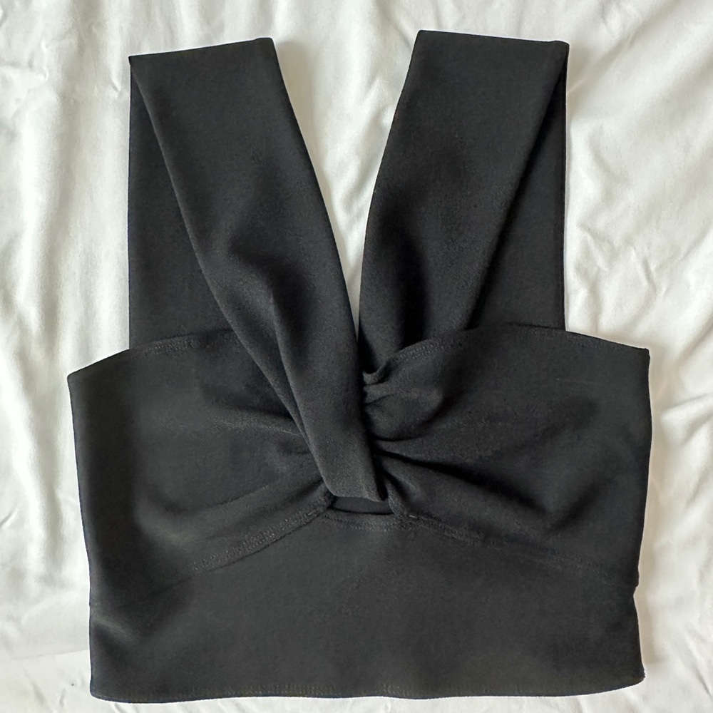Abercrombie & Fitch Black Tie Front Crop Tank